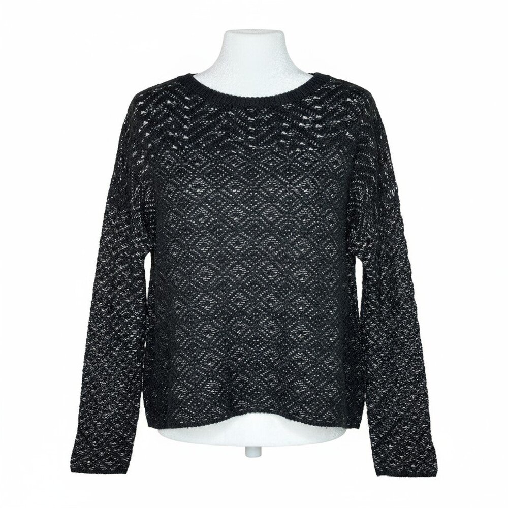 United Colors of Benetton Black Wool-Blend Textured Sweater – Size Small